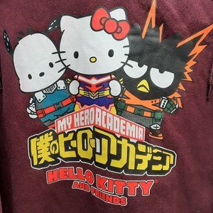 My Hero Academia Hello Kitty & Friends Adult Men Burgandy Pullover Large Hoodie